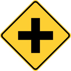 U.S. and Canada Intersection ahead sign.