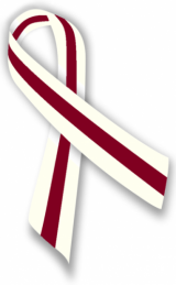 Burgundy and ivory awareness ribbon